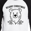 Bearry Christmas Bear Mens Black And White Baseball Shirt