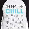 Oh Em Gee Chill Snowflakes Mens Black And White Baseball Shirt