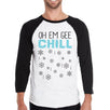 Oh Em Gee Chill Snowflakes Mens Black And White Baseball Shirt