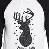 Make It Rein Vintage Reindeer Mens Black And White Baseball Shirt