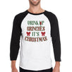 Drink Up Grinches It's Christmas Mens Black And White Baseball Shirt