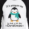 It's Penguin-Ing To Look A Lot Like Christmas Mens Black And White Baseball Shirt