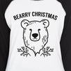 Bearry Christmas Bear Womens Black And White Baseball Shirt