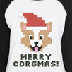 Merry Corgmas Corgi Womens Black And White Baseball Shirt