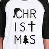 Christmas Letters Kids Black And White Baseball Shirt