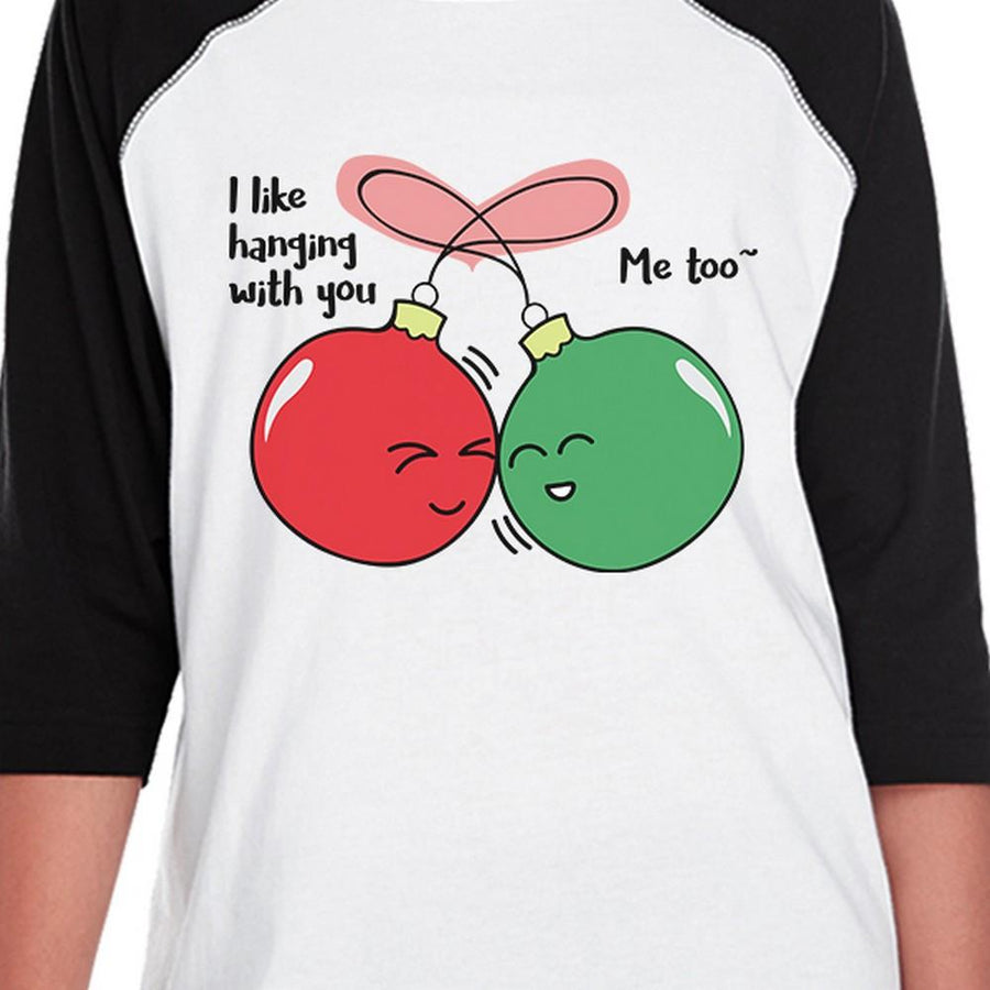 I Like Hanging With You Ornaments Kids Black And White Baseball Shirt