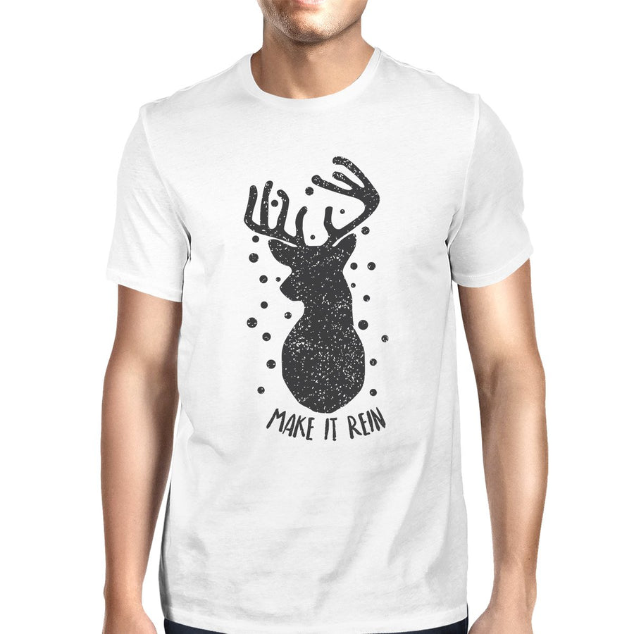 Make It Rein Vintage Reindeer Mens White Shirt