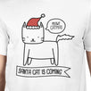 Meowy Catmas Santa Cat Is Coming Mens White Shirt