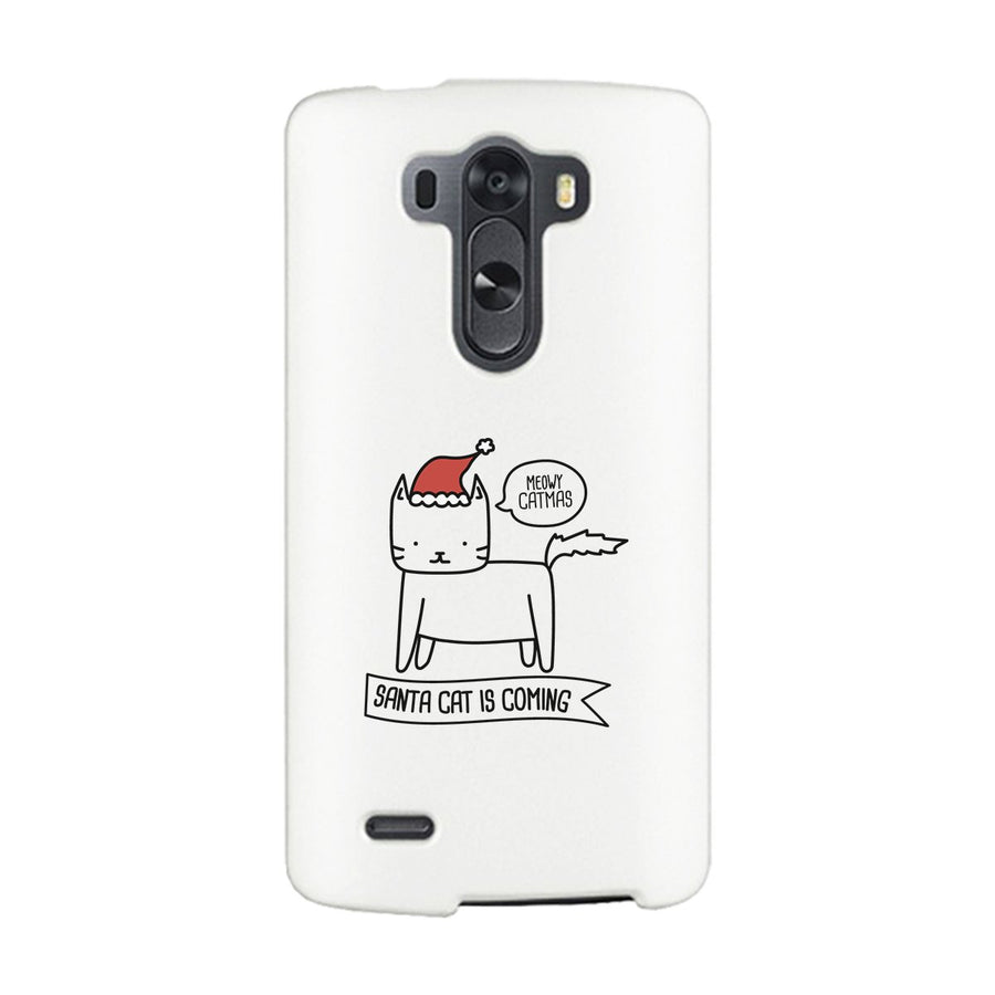 Meowy Catmas Santa Cat Is Coming White Phone Case