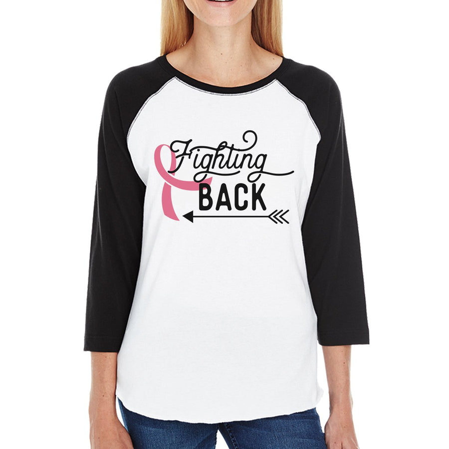 Fighting Back Arrow Womens Black And White Baseball Shirt