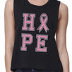 Hope Ribbon Womens Black Crop Top