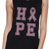 Hope Ribbon Womens Black Muscle Top