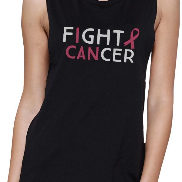 Fight Cancer I Can Womens Black Muscle Top