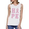 Hope Ribbon Womens White Muscle Top