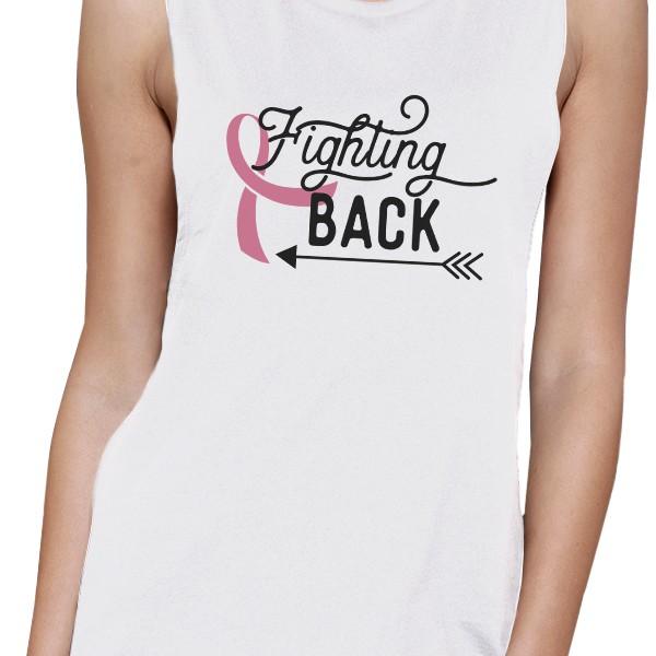 Fighting Back Arrow Womens White Muscle Top