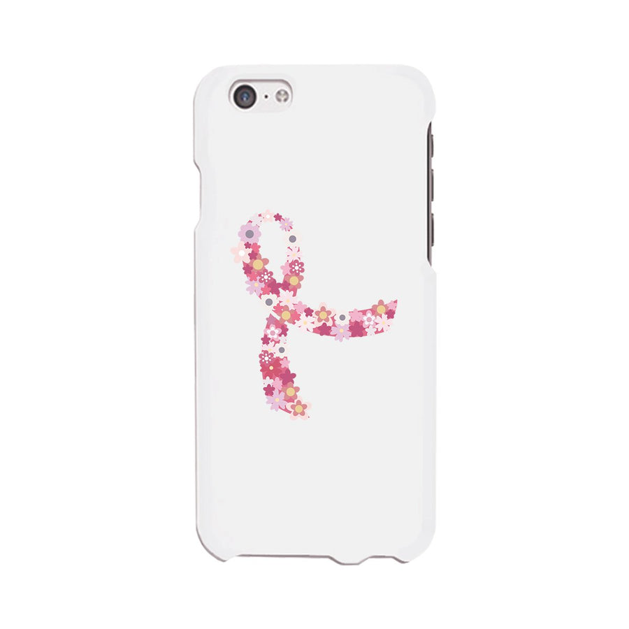 Pink Floral Ribbon White Phone Case