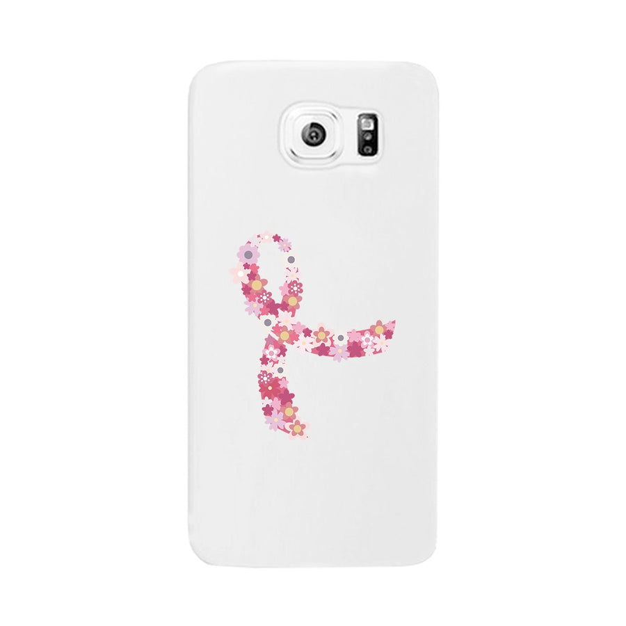 Pink Floral Ribbon White Phone Case