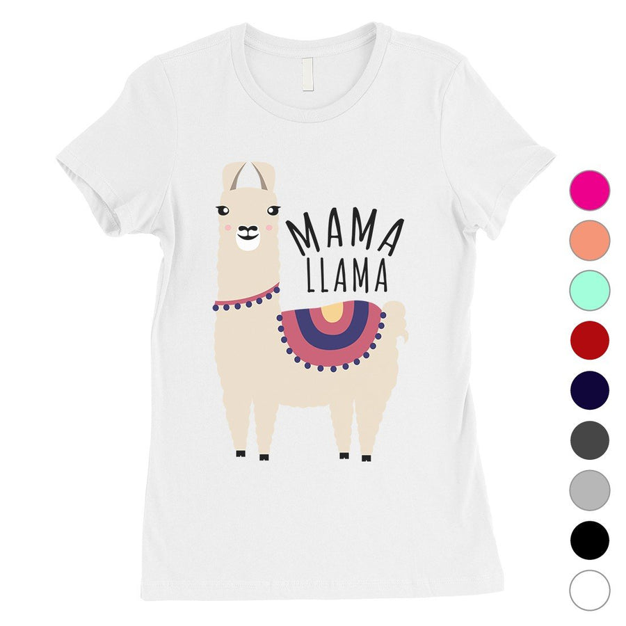 Mama Llama Womens Cute Short Sleeve T-Shirt Funny Mother Day Gift Tee