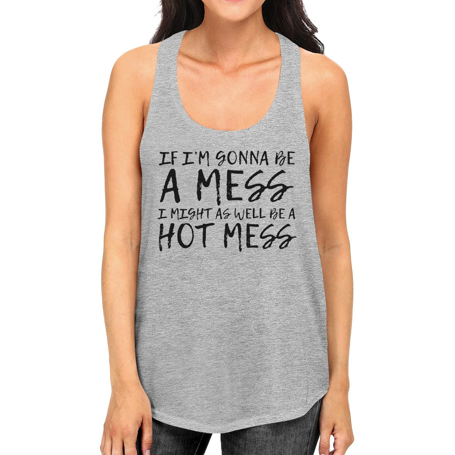 Hot Mess Womens Funny Graphic Tanks Gym Workout Tank Top Gift Ideas