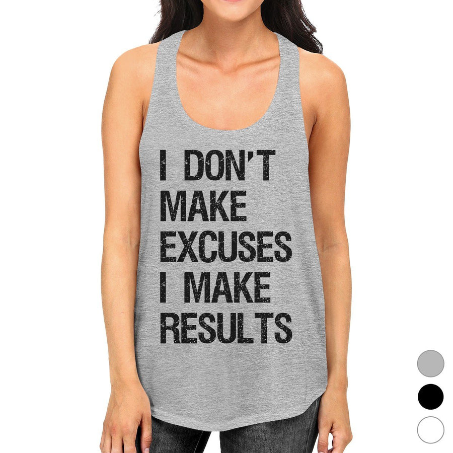 Excuses Results Womens Racerback Cotton Tank Top Funny Workout Gift