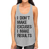 Excuses Results Womens Racerback Cotton Tank Top Funny Workout Gift