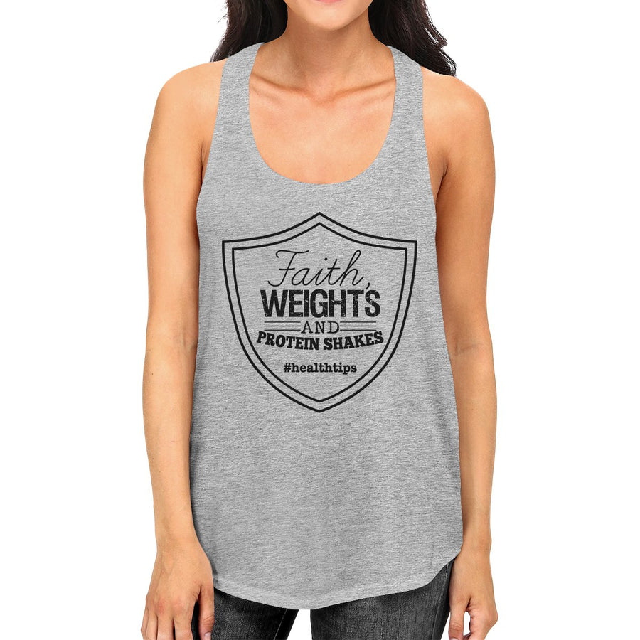 Faith Weights Womens Cute Fitness Tank Top Funny Gym Friends Gifts