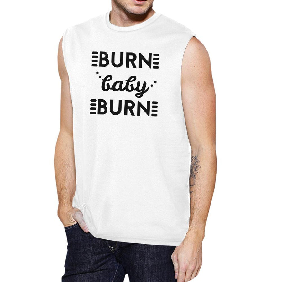 Burn Baby Mens Funny Muscle Tank Top Fitness Muscle Shirt Gifts