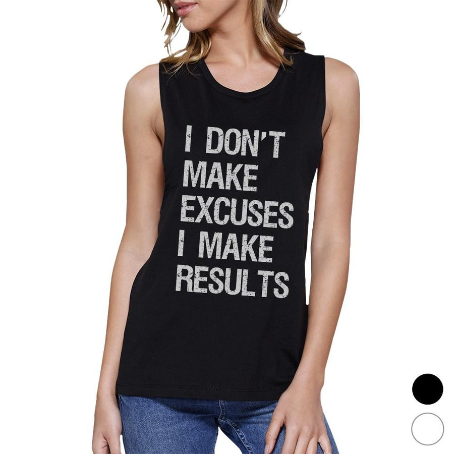 Excuses Results Womens Tank Top Muscle Shirt For Gym Workout Lovers