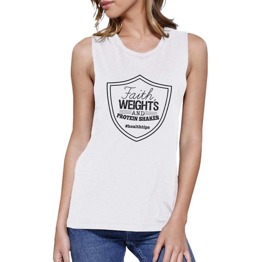 Faith Weights Womens Tank Top Muscle Shirt Cute Workout Lovers Gift