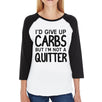 Carbs Quitter Womens Baseball Tee Cute Workout Baseball Shirt Gym