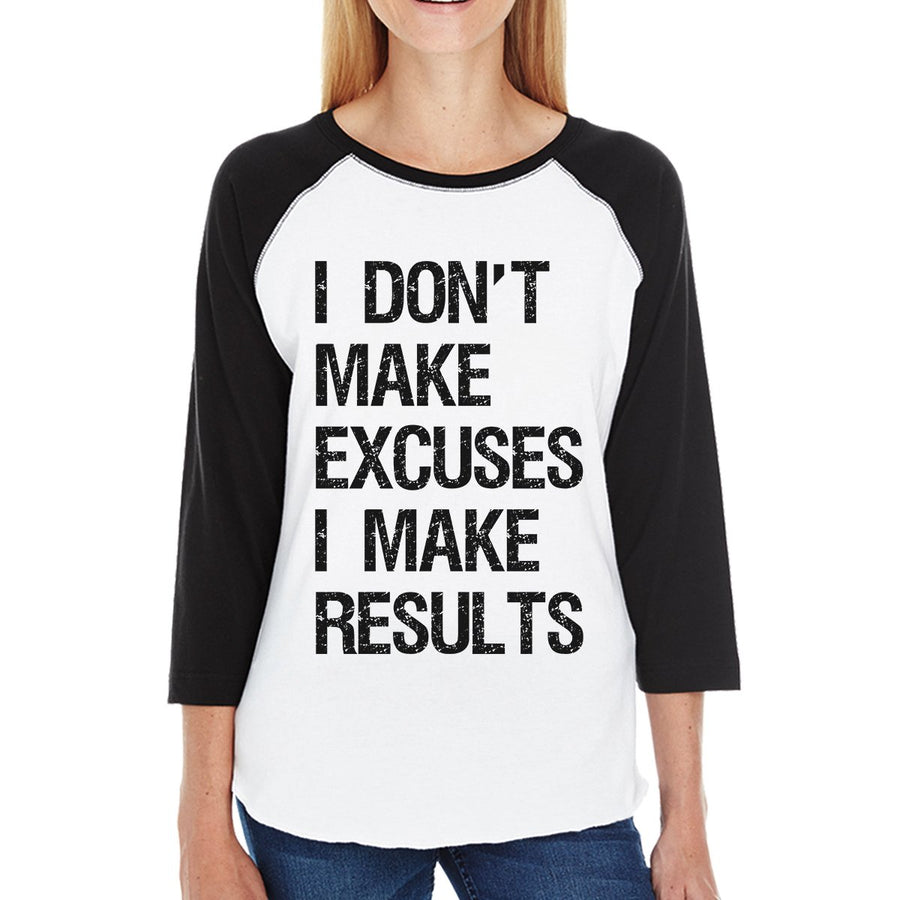 Excuses Results Womens Baseball Tee Cute Workout Baseball T-Shirt