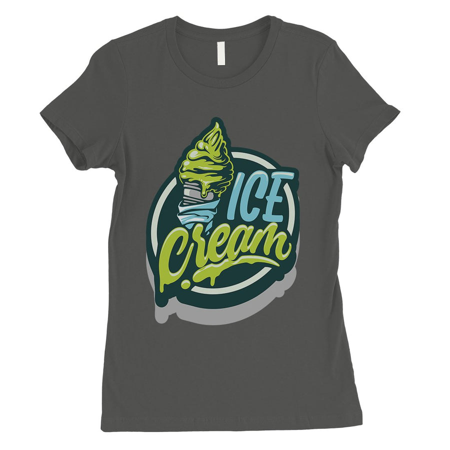 Green Ice Cream Womens Funny Graphic T-Shirt Vintage Style Tee