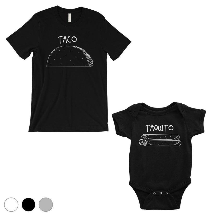 Taco Taquito Dad and Baby Matching Outfits White