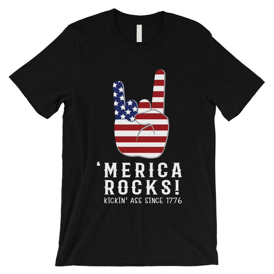 Merica Rocks T-Shirt Mens Veterans 4th of July Shirt Army Dad Gift