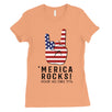 Merica Rocks Womens Cute Graphic T-Shirt Funny 4th of July Outfit