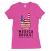 Merica Rocks Womens Cute Graphic T-Shirt Funny 4th of July Outfit