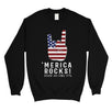 Merica Rocks Sweatshirt Unisex Crewneck Funny 4th Of July Outfit