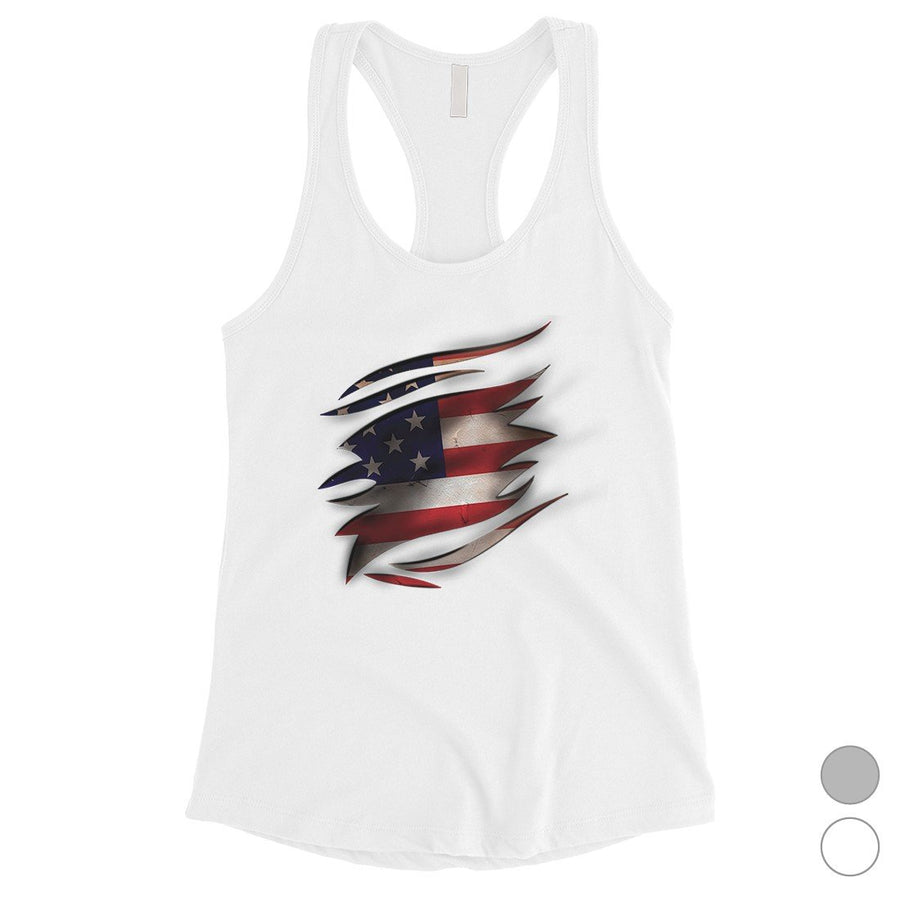 American Flag Ripped Womens Graphic Tank Top Cute 4th of July Tanks