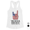 Merica Rocks Womens Cute Graphic Tank Top For 4th Of July Outfit