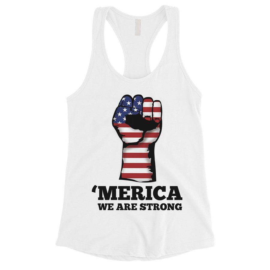 Merica We Strong Womens Workout Tank Top Cute 4th Of July Outfits