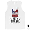 Merica Rocks Mens Funny Graphic Muscle Tee Gift 4th Of July Shirt