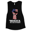 Merica We Strong Womens Workout Muscle Tee Cute 4th Of July Outfits