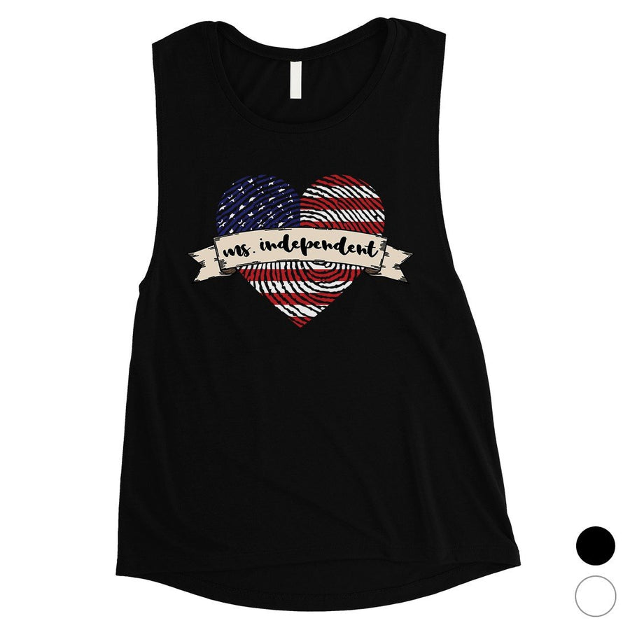 Miss Independent Womens Workout Muscle Tee Cute 4th Of July Shirt