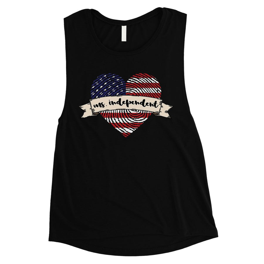 Miss Independent Womens Workout Muscle Tee Cute 4th Of July Shirt