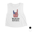 Merica Rocks Womens Cute Graphic Crop Tee For 4th Of July Outfit