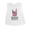 Merica Rocks Womens Cute Graphic Crop Tee For 4th Of July Outfit