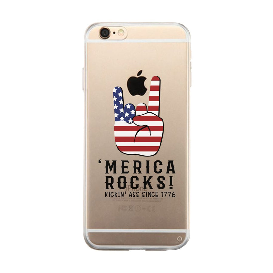 Merica Rocks Clear Phone Case Unique 4th of July Gift Phone Cover