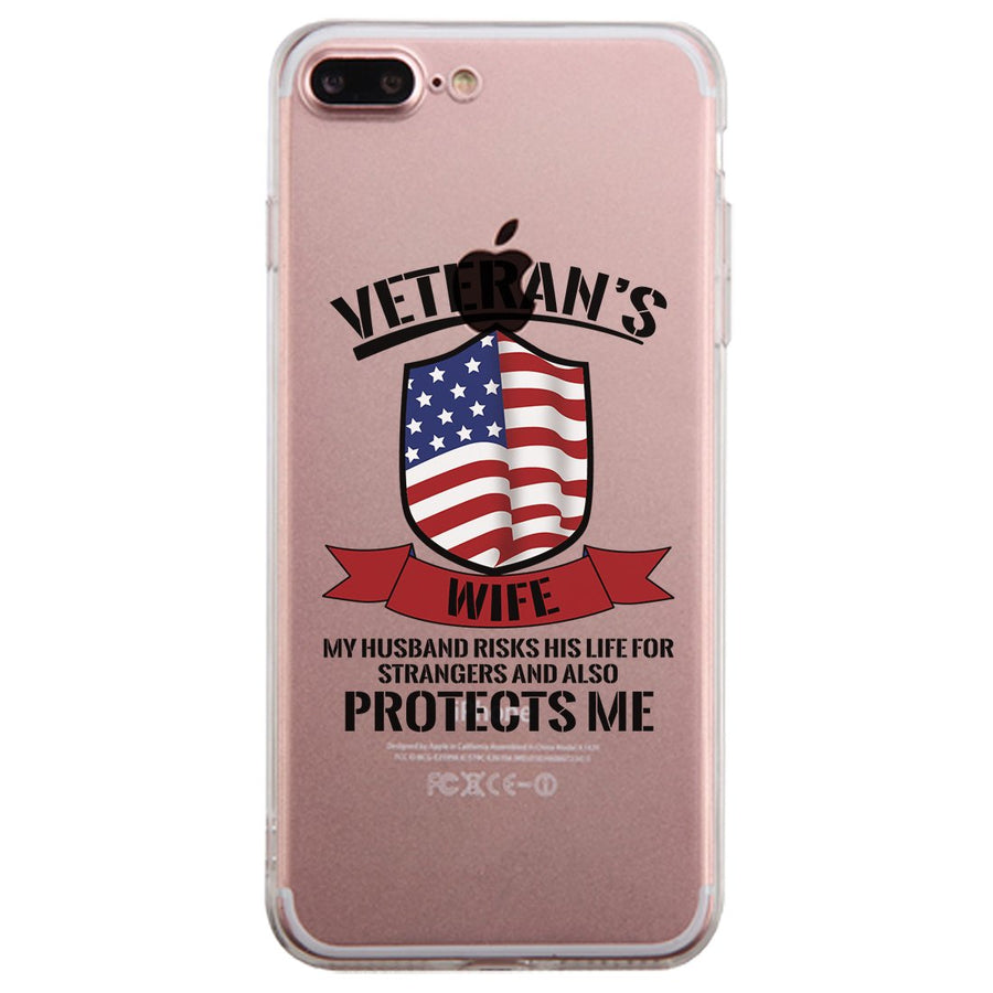 Veteran's Wife Clear Phone Case Cute July 4th Graphic Phone Cover