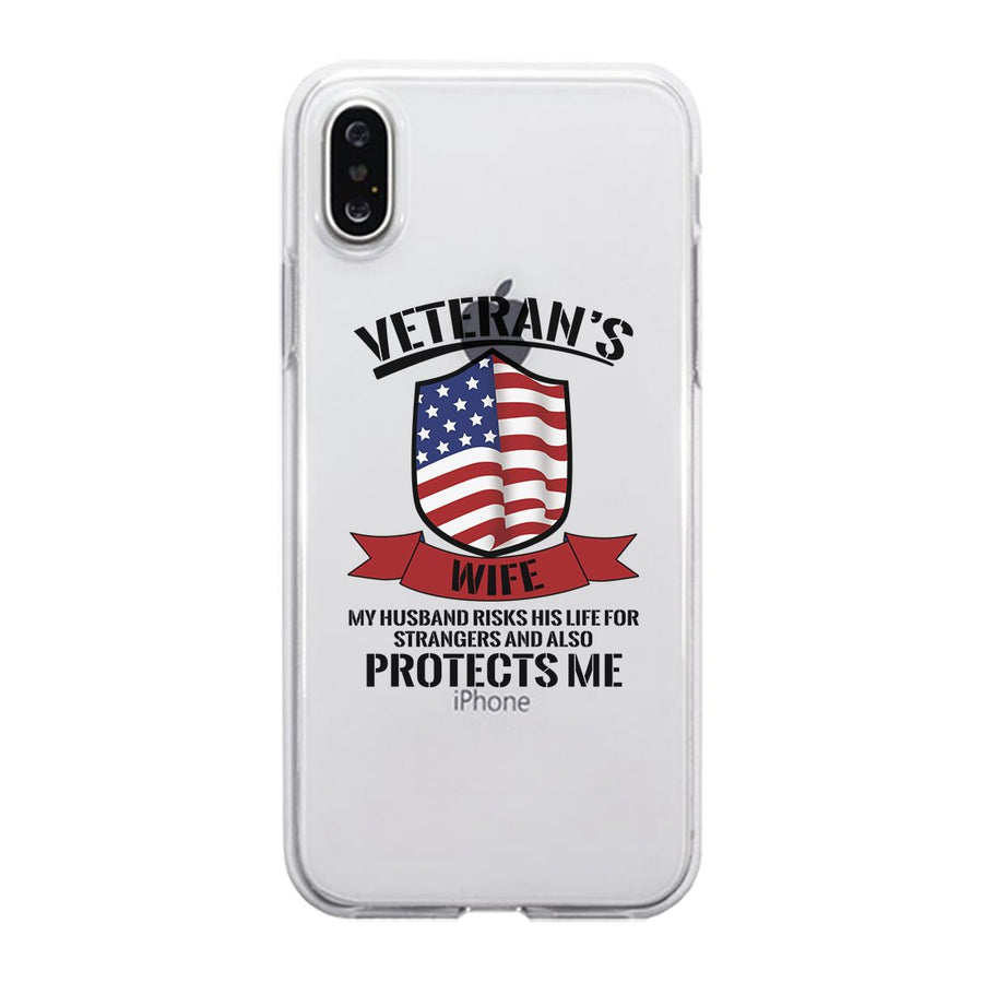 Veteran's Wife Clear Phone Case Cute July 4th Graphic Phone Cover