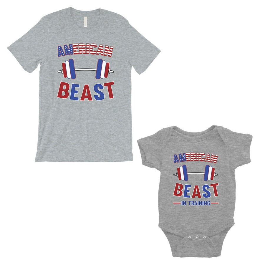 American Beast Training Dad and Baby Matching Outfits Fathers Gift